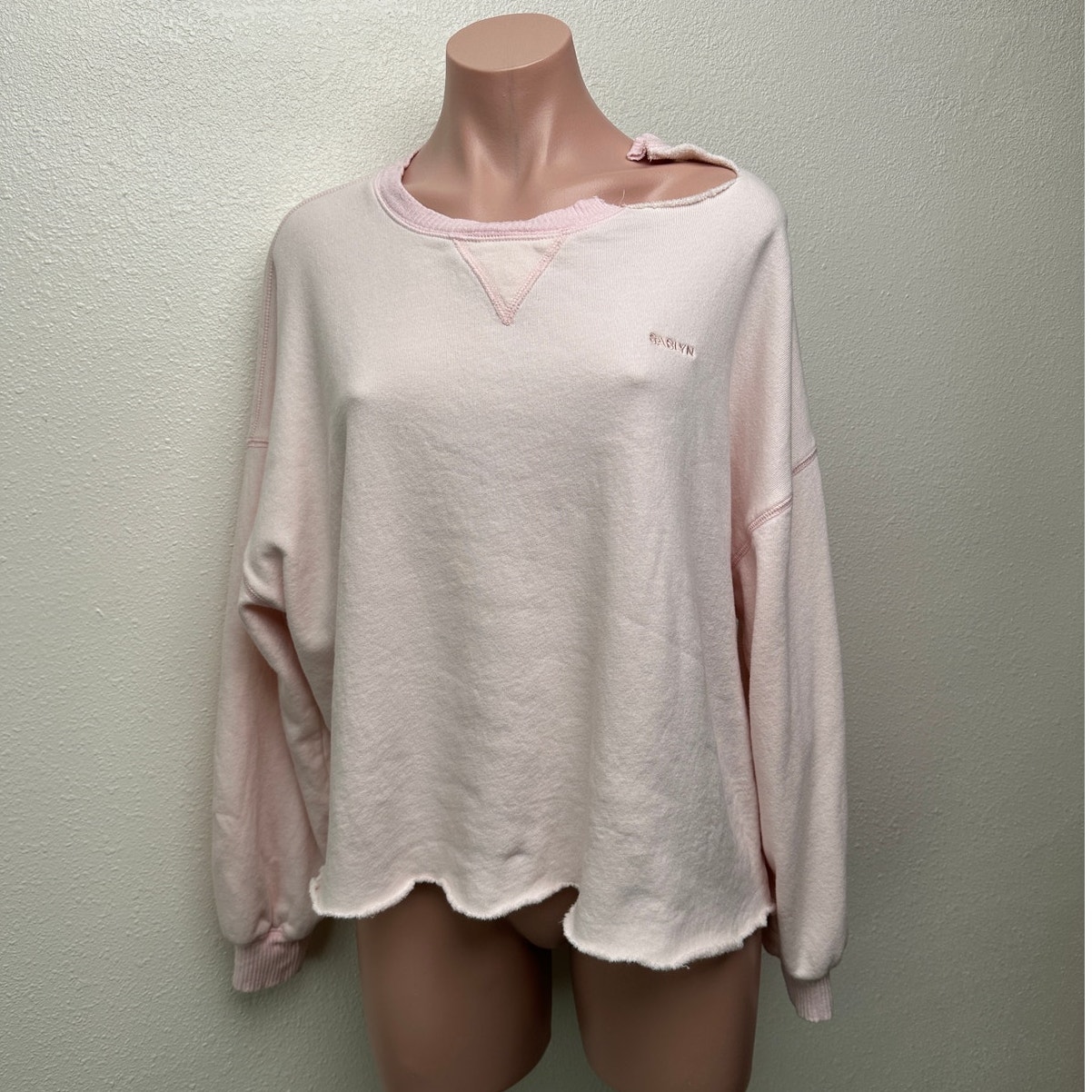 Sablyn Cropped Sweatshirt Light Pink Women’s Us M Raw Hem